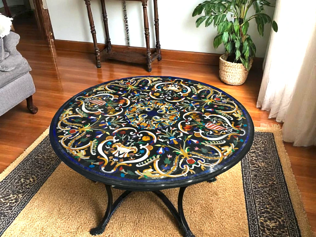 Black Marble Round Table Tops for Outside - BUY NOW 